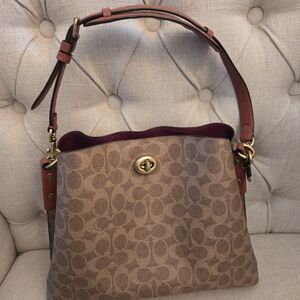 Authentic Coach Monogram Willow Brown and Tan Shoulder Bag